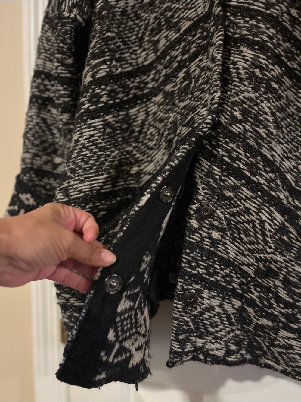 Free People Hidden Snowflake Inside Out Cardigan Jacket • Wool Blend • Oversized - Picture 8 of 16